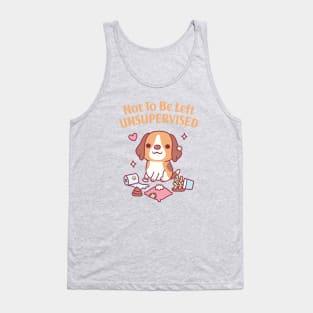 Cute Beagle Dog Not To Be Left Unsupervised Funny Tank Top